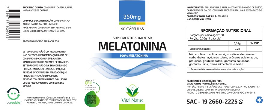 MELATONINA  350mg C/ 60 CÁPSULAS