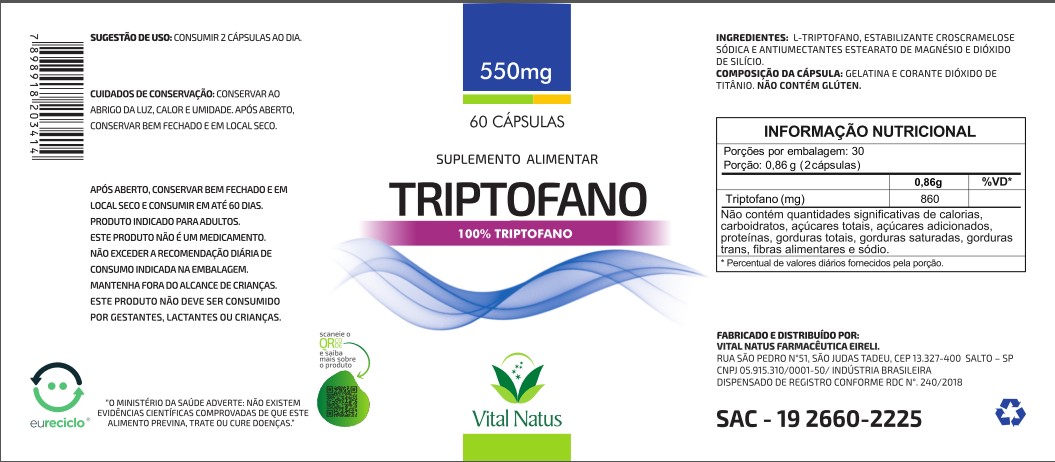 TRIPTOFANO 550MG - VITAL NATUS