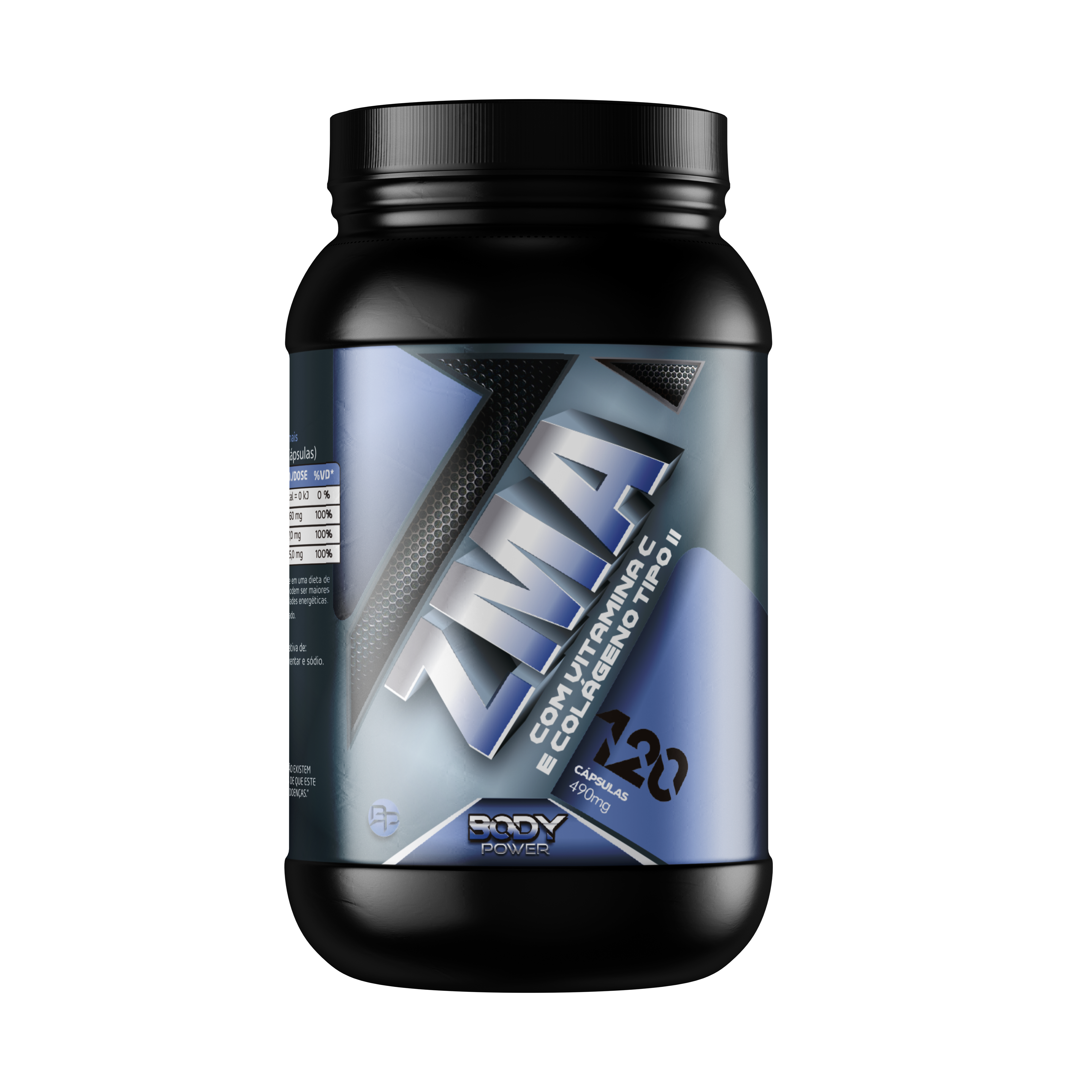 ZMA BODY POWER - COM VITAMINA C E COLAGENO TIPO II - 120 CAPSULAS