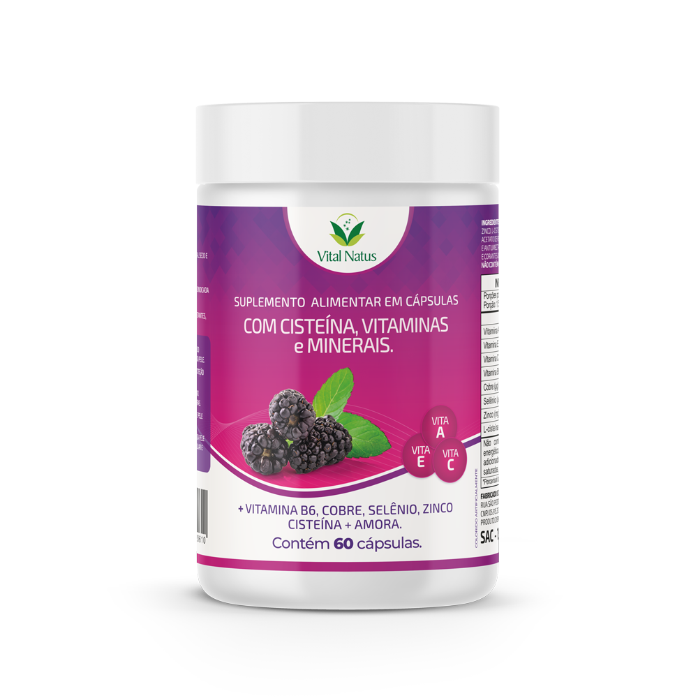 CISTEINA + Vitaminas e MINERAIS - 60 CAPSULAS - 770mg