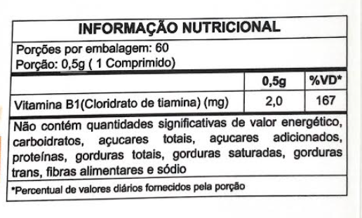 VITAMINA B1 500mg C/ 60  COMPRIMIDOS