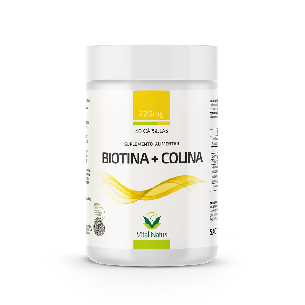 BIOTINA E COLINA 720mg c/60 CAPSULAS