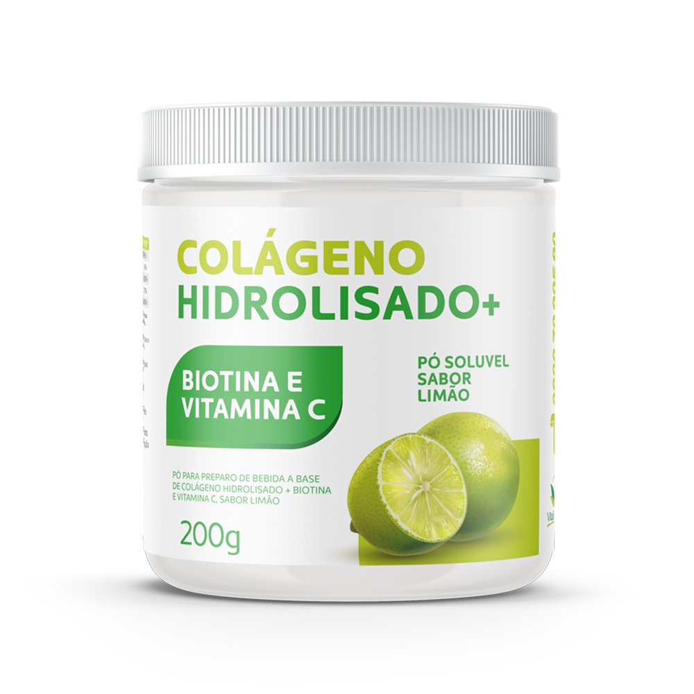COLÁGENO HIDROLISADO + BIOTINA + VITAMINA C 200g SABOR LIMÃO